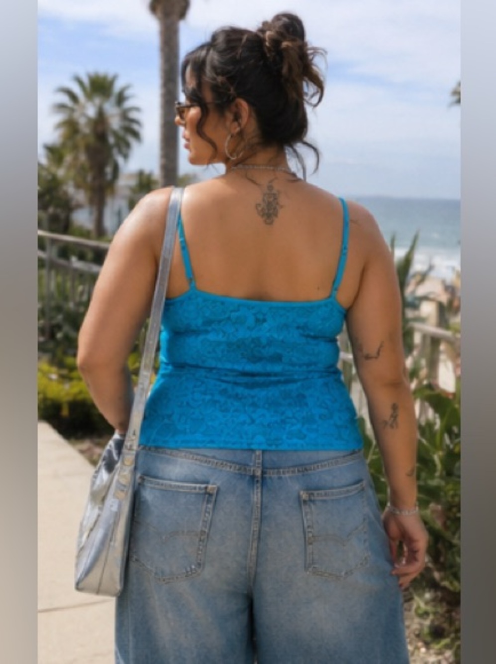 torrid Turquoise Lace Camisole with Floral Pattern - Picture 2 of 6